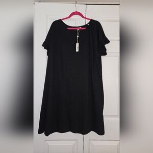 Max Studio 2XL Black Dress with Ruffle Sleeves